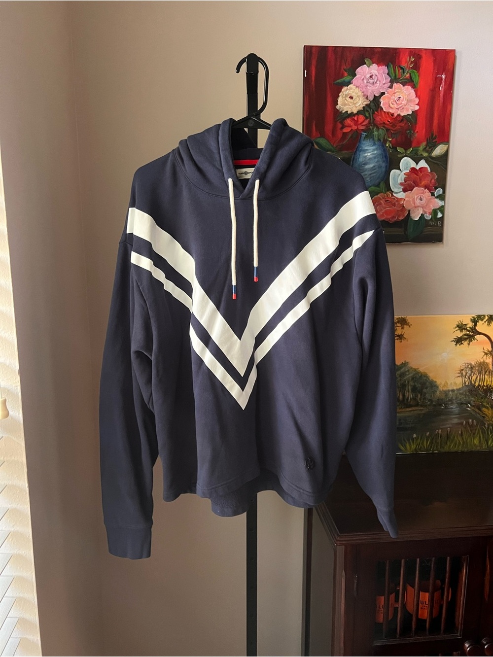 Tory Sport chevron navy terry cloth sweatshirt